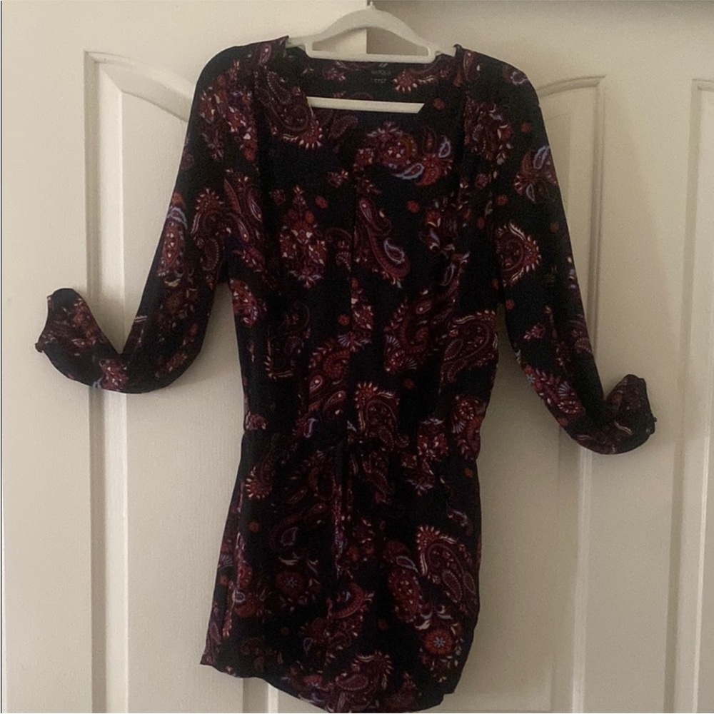 MARQUIS Elegant Paisley Print short Dress with pocket. Size S